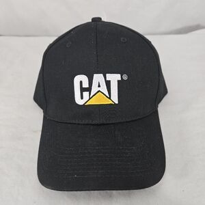 Caterpillar Cat Equipment Hat Cap Black Black Adjustable Construction NWT Logo